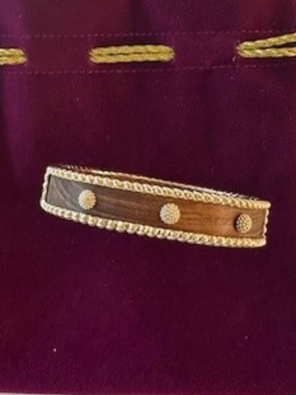 Capucine de Wulf Teak Hinge Bracelet with Gold Plated Dots and Border